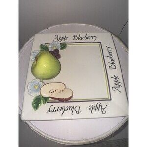 4 Bella Casa by Ganz Fruit Plates Banana Papaya Strawberry Cherry Pear Apple 3D